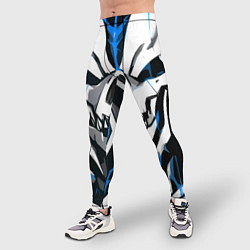 Тайтсы мужские Белый череп и синие полосы на чёрном фоне, цвет: 3D-принт — фото 2