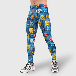 Тайтсы мужские Пэчворк с зайчиками, цвет: 3D-принт — фото 2