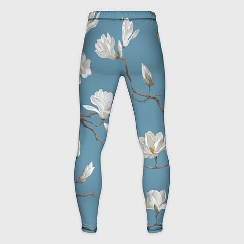 Мужские тайтсы Цветы акварелью ветки магнолии / 3D-принт – фото 2