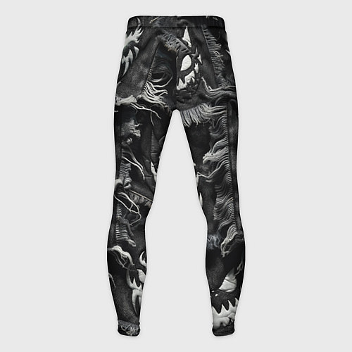 Мужские тайтсы Облик монстра на пэчворк джинсах / 3D-принт – фото 2