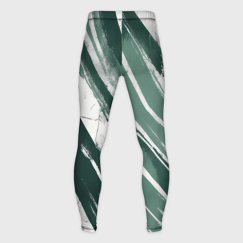 Мужские тайтсы Косая зеленая полоска / 3D-принт – фото 2