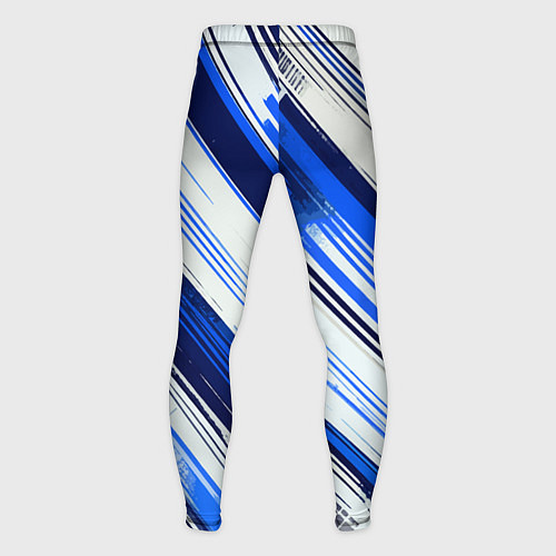 Мужские тайтсы Синие диагональные полосы на белом фоне / 3D-принт – фото 2