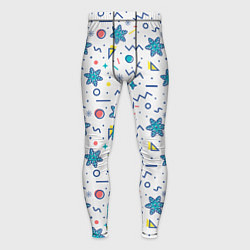 Тайтсы мужские Зимний паттерн со снежинками и геометрическими фиг, цвет: 3D-принт