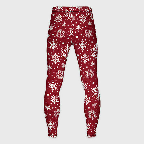 Мужские тайтсы Новогодний узор - белые снежинки на красном фоне / 3D-принт – фото 2