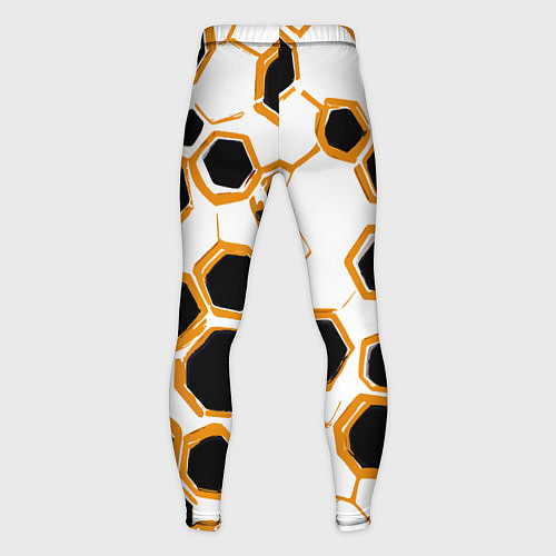 Мужские тайтсы Чёрно-жёлтые шестиугольники на белом фоне / 3D-принт – фото 2