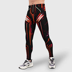 Тайтсы мужские Красные полосы, цвет: 3D-принт — фото 2