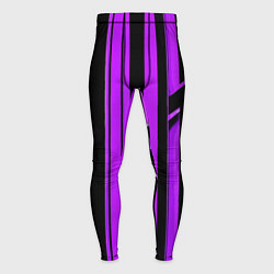 Тайтсы мужские Толстые фиолетовые полосы на чёрном фоне, цвет: 3D-принт