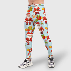 Тайтсы мужские Новогодний паттерн с Сантой и подарками, цвет: 3D-принт — фото 2