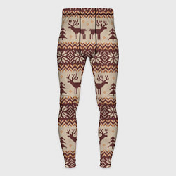 Тайтсы мужские Вязаный скандинавский орнамент с оленями, цвет: 3D-принт