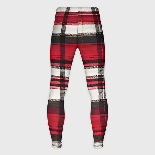 Мужские тайтсы Красно-белая ткань в клетку / 3D-принт – фото 2