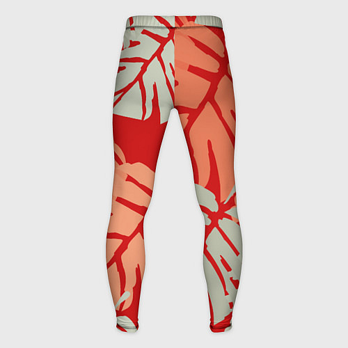 Мужские тайтсы Отпечатки монстеры на красном / 3D-принт – фото 2