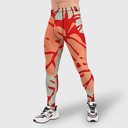 Тайтсы мужские Отпечатки монстеры на красном, цвет: 3D-принт — фото 2