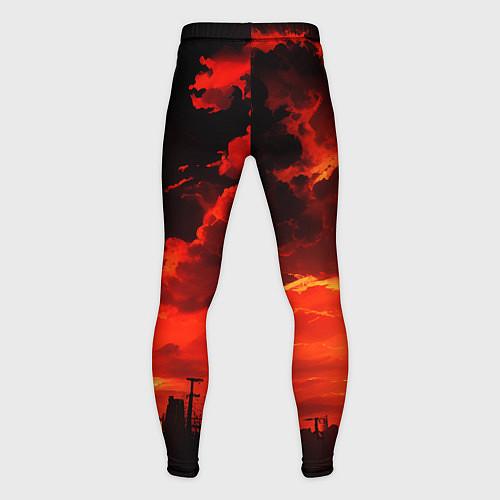 Мужские тайтсы Багровый апокалиптический закат / 3D-принт – фото 2