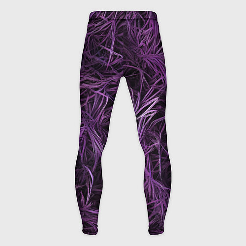 Мужские тайтсы Фиолетовая трава на чёрном фоне / 3D-принт – фото 2