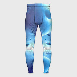 Тайтсы мужские Луна и рыбы - нейроарт фантазия, цвет: 3D-принт