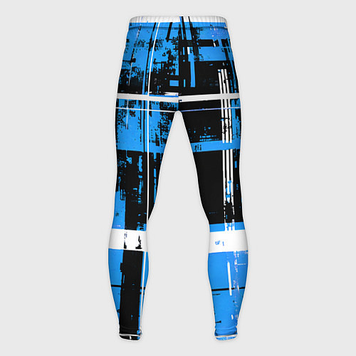 Мужские тайтсы Сине-белый гранж на чёрном фоне / 3D-принт – фото 2