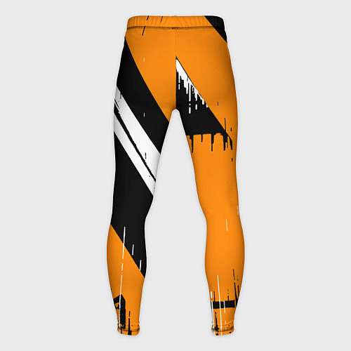 Мужские тайтсы Вертикальные чёрные линии на оранжево-белом фоне / 3D-принт – фото 2