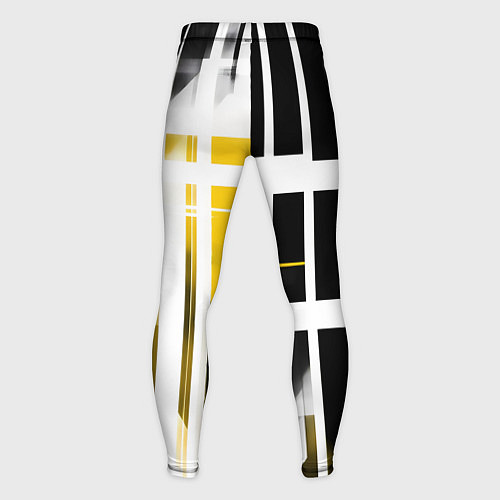 Мужские тайтсы Чёрно-жёлтые вертикальные и горизонтальные полосы / 3D-принт – фото 2