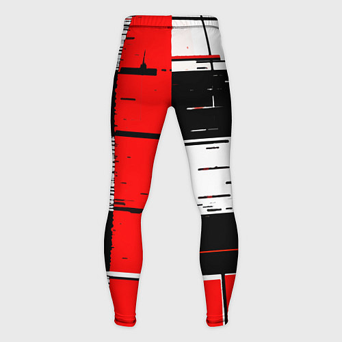 Мужские тайтсы Чёрные и красные полосы на белом фоне / 3D-принт – фото 2