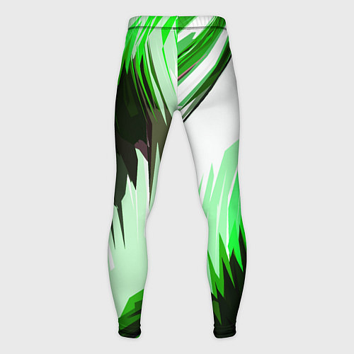 Мужские тайтсы Чёрно-зелёные острые полосы на белом фоне / 3D-принт – фото 2