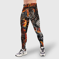 Тайтсы мужские Гладиатор и минотавр на фоне огня мечей и щитов, цвет: 3D-принт — фото 2