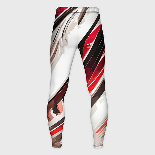 Мужские тайтсы Волнистая бело-красная абстракция / 3D-принт – фото 2