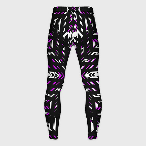Мужские тайтсы Чёрно-фиолетовые диагональные полосы на белом фоне / 3D-принт – фото 2
