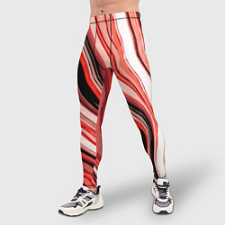 Тайтсы мужские Волнистые вертикальные чёрно-красные полосы, цвет: 3D-принт — фото 2