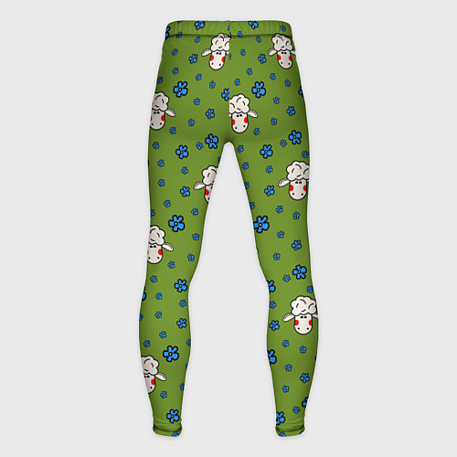 Мужские тайтсы Овечки и цветочки / 3D-принт – фото 2