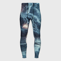 Тайтсы мужские Шторм на море - сверкание молний, цвет: 3D-принт