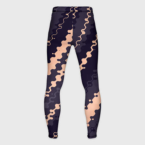 Мужские тайтсы Фиолетовый с бежевым искажённые полосы / 3D-принт – фото 2