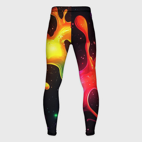 Мужские тайтсы Радужные кляксы на черном фоне / 3D-принт – фото 2