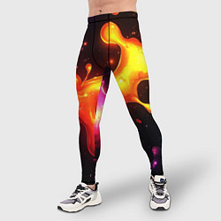 Тайтсы мужские Радужные кляксы на черном фоне, цвет: 3D-принт — фото 2