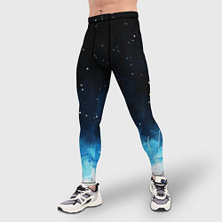 Тайтсы мужские Синяя светящееся краска, цвет: 3D-принт — фото 2