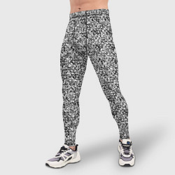 Тайтсы мужские Чёрно-белый текстурный, цвет: 3D-принт — фото 2