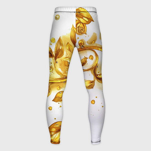 Мужские тайтсы Золотые листья на белом / 3D-принт – фото 2