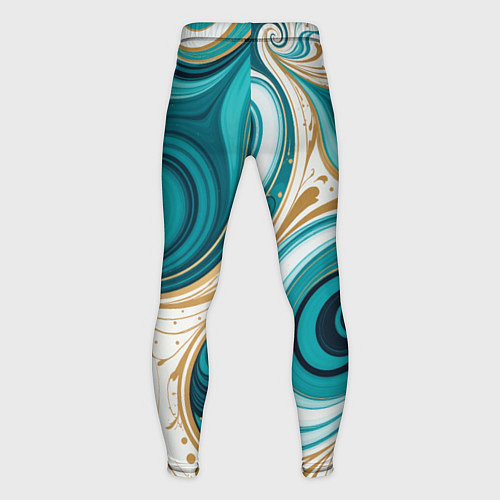 Мужские тайтсы Бирюза и золото / 3D-принт – фото 2
