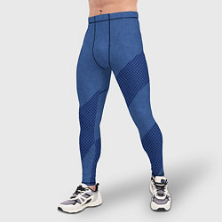 Тайтсы мужские Синий текстурный с полосой, цвет: 3D-принт — фото 2