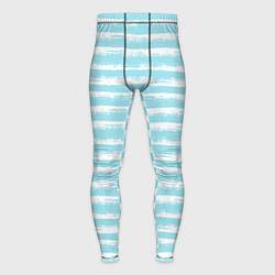 Тайтсы мужские Бело-голубой полосатый паттерн, цвет: 3D-принт