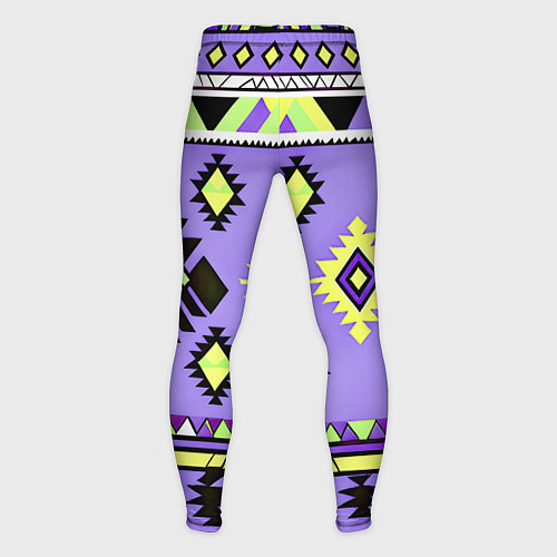 Мужские тайтсы Геометрический сиренево желтый орнамент ацтеков / 3D-принт – фото 2