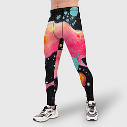 Тайтсы мужские Розовая текстура в черном, цвет: 3D-принт — фото 2