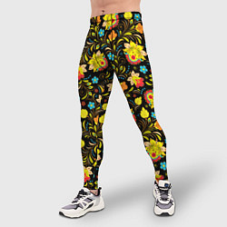 Тайтсы мужские Хохлома цветы, цвет: 3D-принт — фото 2