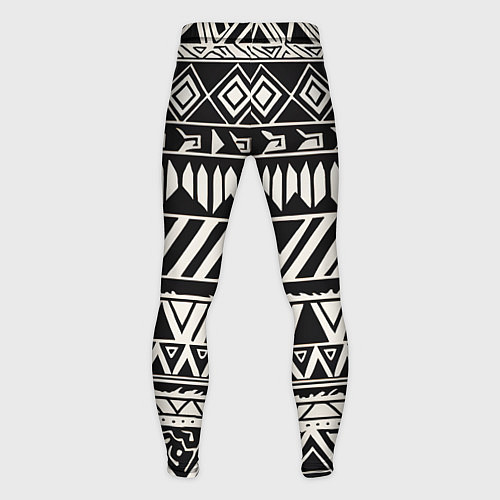 Мужские тайтсы Черно белый орнамент в этническом стиле / 3D-принт – фото 2