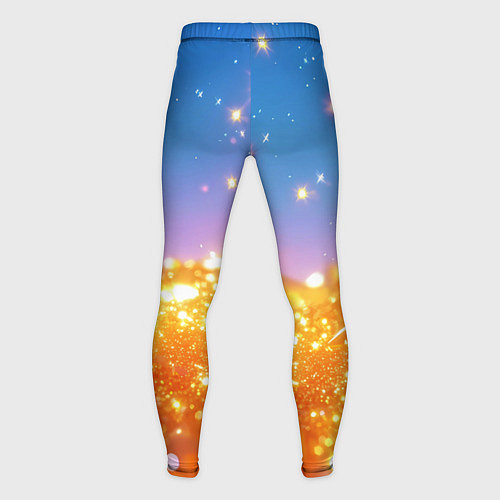 Мужские тайтсы Золотые шарики на голубом фоне / 3D-принт – фото 2