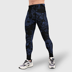 Тайтсы мужские Синий дракон на черном, цвет: 3D-принт — фото 2