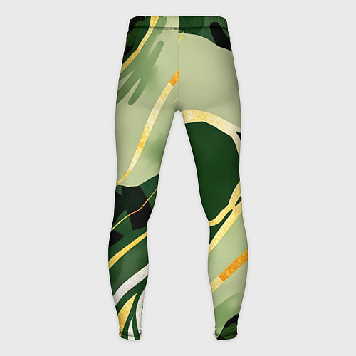 Мужские тайтсы Зеленый природный паттерн / 3D-принт – фото 2