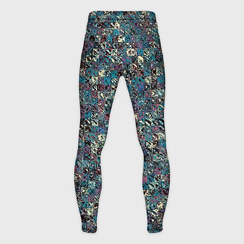 Мужские тайтсы Бордово-голубой квадратный паттерн / 3D-принт – фото 2