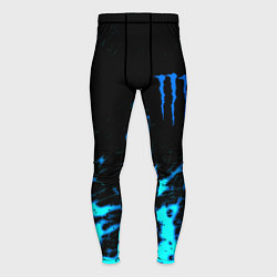 Тайтсы мужские Monster energy голубые краски, цвет: 3D-принт