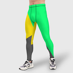 Тайтсы мужские Жёлто-серо-зелёный трёхцветный, цвет: 3D-принт — фото 2