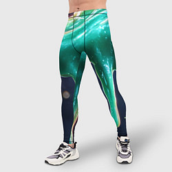 Тайтсы мужские Текстура стекающая зеленая клякса, цвет: 3D-принт — фото 2